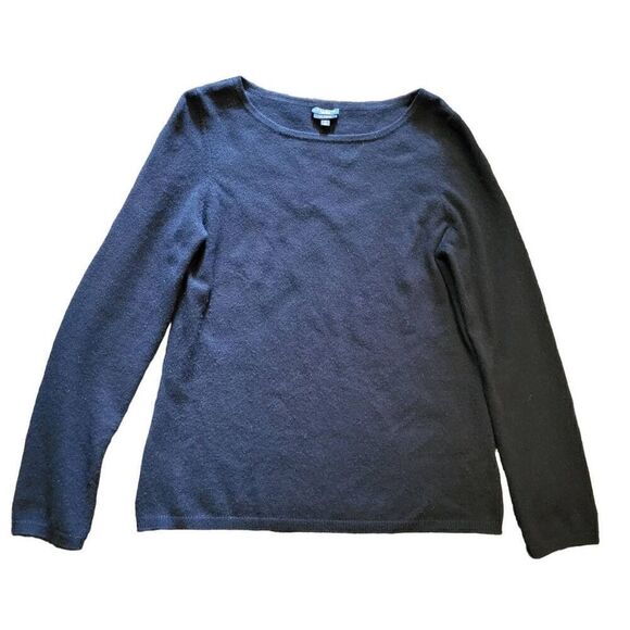 Talbots Sweater Women's Medium Black Pure Cashmere Crew Neck Pullover - Picture 1 of 4